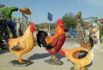 庭院小雞雕塑,動物主題,鍍銅工藝