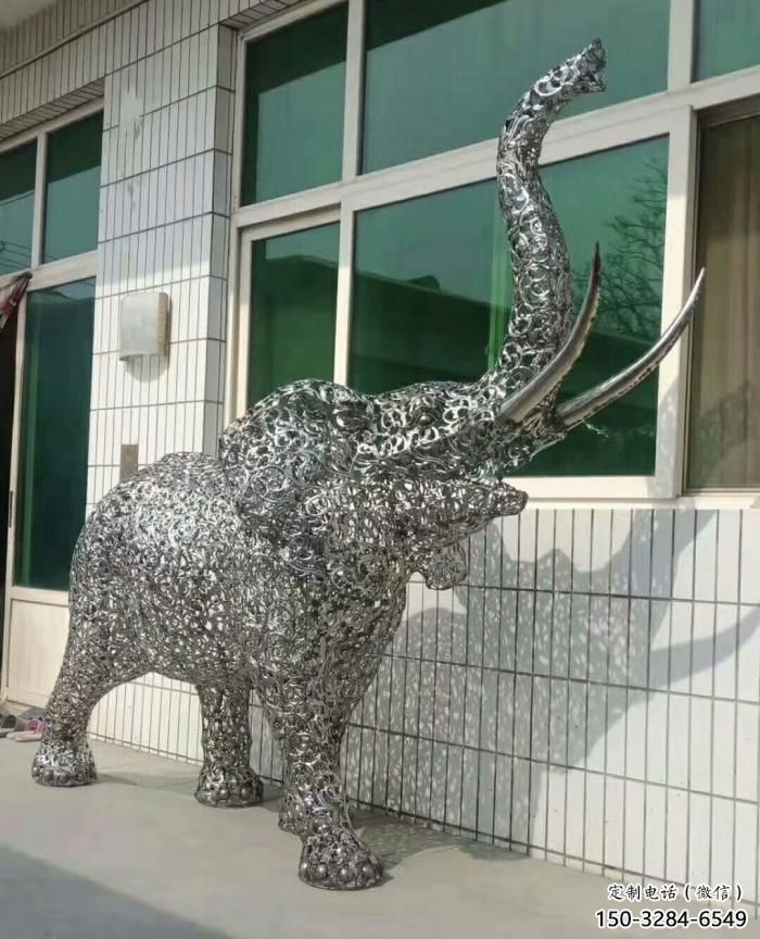 校園小象雕塑，可愛題材，鏡面工藝