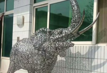 校園小象雕塑，可愛題材，鏡面工藝