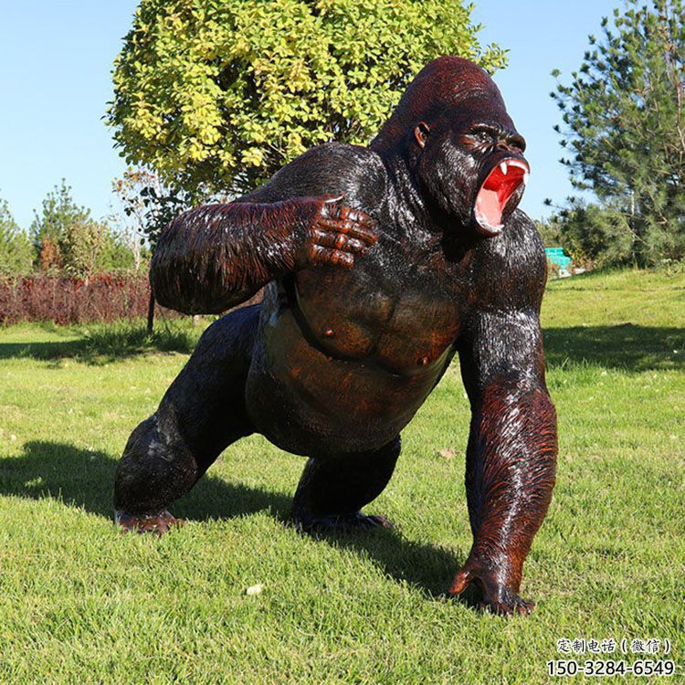 廣場猩猩雕塑，動物擺件，仿古工藝