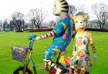 庭院小貓雕塑，動物小品，卡通工藝