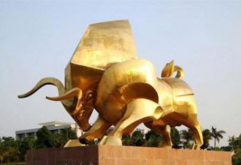 街道小牛雕塑，景觀擺件，鍍金工藝