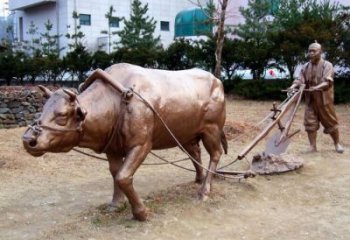 農(nóng)村小牛雕塑，廣場(chǎng)擺件，抽象工藝