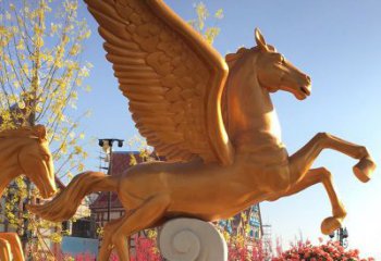 操場天馬雕塑，景觀題材，鍍銅工藝