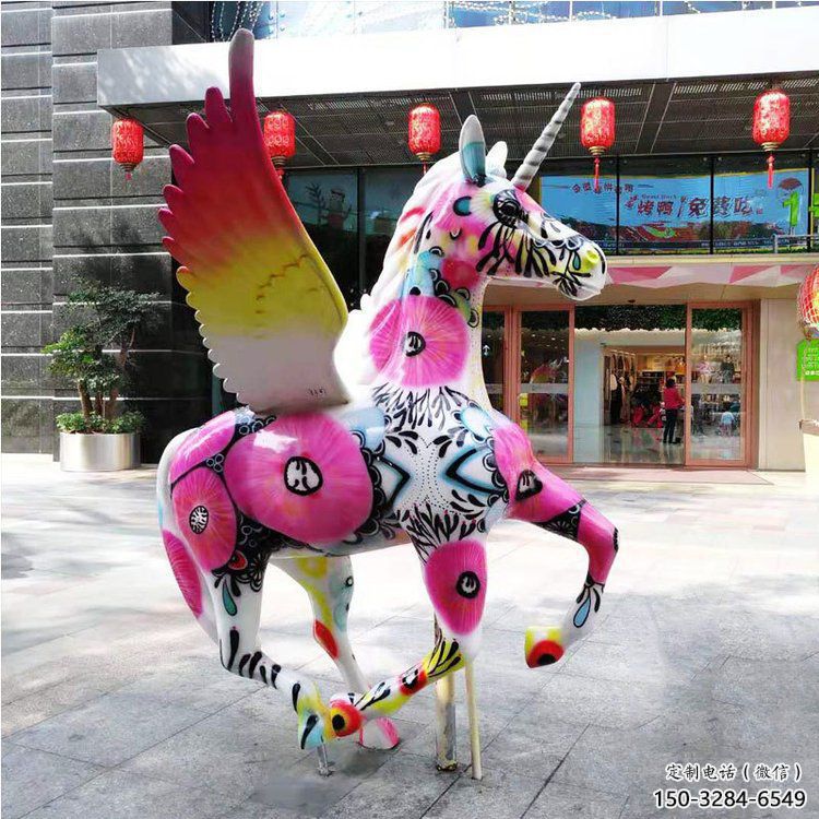 庭院天馬雕塑，現(xiàn)代小品，彩繪工藝