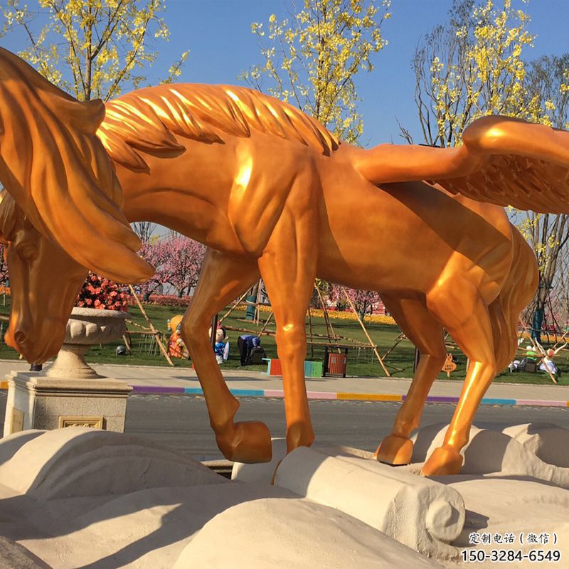 小區天馬雕塑,仿真主題,彩繪工藝 小區天馬雕塑,仿真主題,彩繪工藝