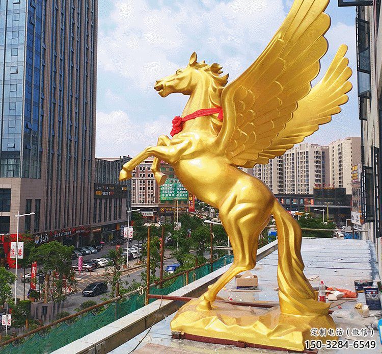 校園天馬雕塑,動物題材,鍍銅工藝 校園天馬雕塑,動物題材,鍍銅工藝