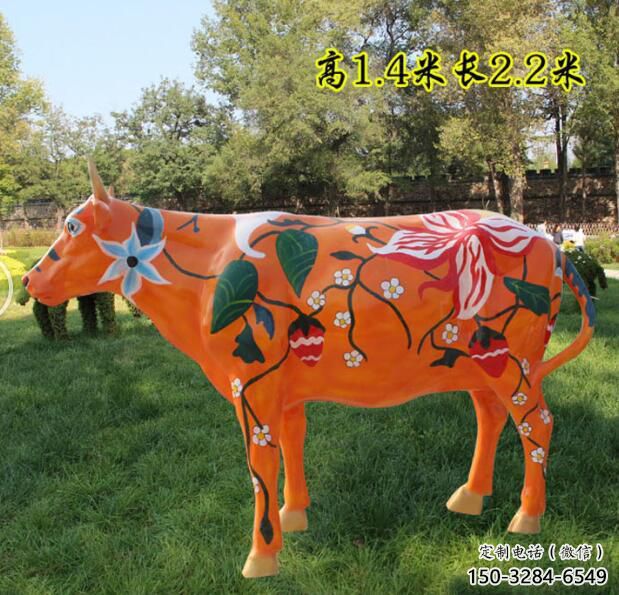 酒店小牛雕塑，仿真主題，網格工藝