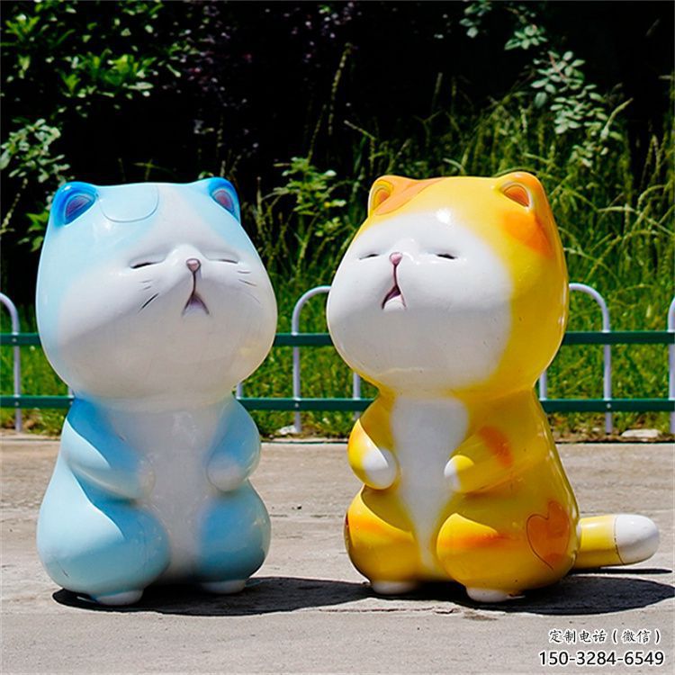 農(nóng)村貓咪雕塑，鏤空海洋雕塑，抽象效果