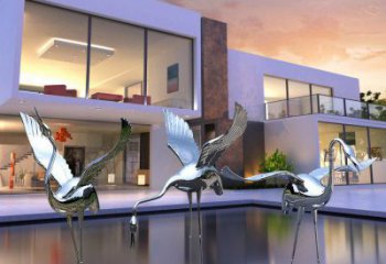 田間白鶴雕塑 彩繪仿真雕塑 園林?jǐn)[件