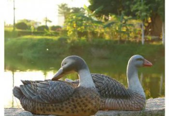 彩繪鴛鴦雕塑 仿真雕塑 步行街?jǐn)[件