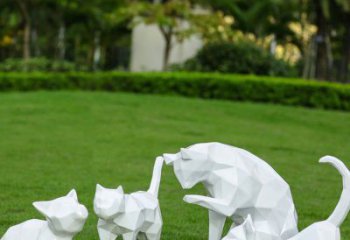 室內(nèi)貓咪雕塑,拉絲海洋雕塑,抽象效果