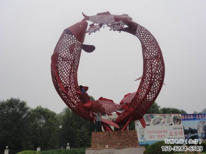 校園魚形雕塑，拉絲海洋雕塑，卡通主題