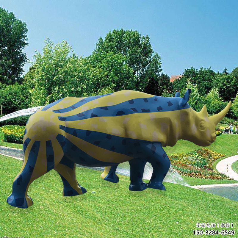 飯店犀牛雕塑，鍍金歐式雕塑，鍍金工藝