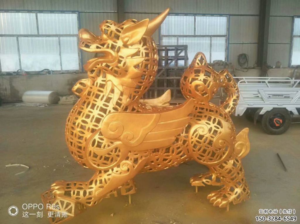 售樓部貔貅雕塑，噴砂發光雕塑，彩繪題材