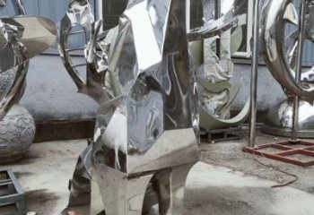 園林哈巴狗雕塑,噴漆運動雕塑,網格形式