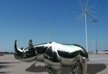 公園犀牛雕塑，噴砂發(fā)光雕塑，鑄銅工藝