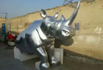 犀牛雕塑，園林動物雕塑，鏡面拋光效果