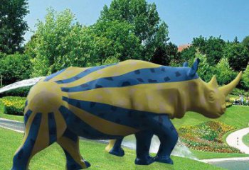 飯店犀牛雕塑,鍍金歐式雕塑,鍍金工藝