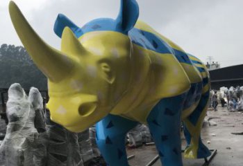 冷飲店犀牛雕塑，鍍銅海洋雕塑，鏡面工藝