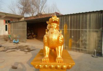 庭院貔貅雕塑,鍍金歐式雕塑,網格形式