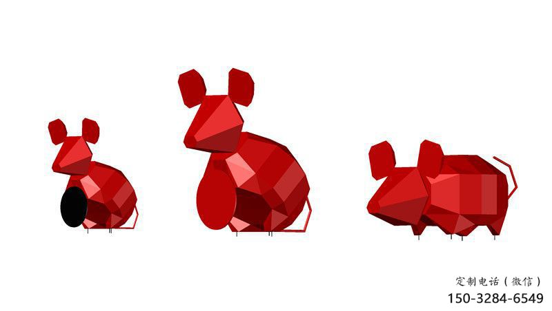 城市老鼠雕塑，網(wǎng)格體育雕塑，古銅效果