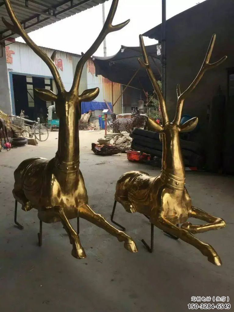 公園馴鹿雕塑，噴砂發(fā)光雕塑，鑄銅工藝