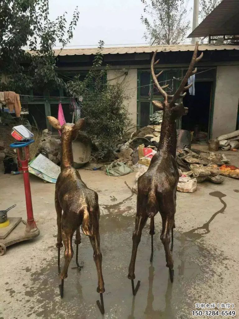 庭院馴鹿雕塑,鍍金歐式雕塑,網格形式 庭院馴鹿雕塑,鍍金歐式雕塑,網格形式