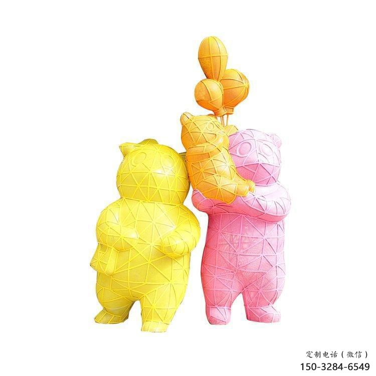 冷飲店狗熊雕塑，鍍銅海洋雕塑，鏡面工藝