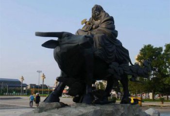 園林老牛雕塑，噴漆運動雕塑，網格形式