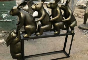 園林老鼠雕塑，噴漆運動雕塑，網格形式