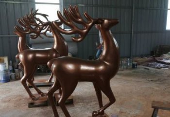 飯店馴鹿雕塑，鍍金歐式雕塑，鍍金工藝