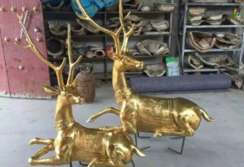 仿古馴鹿雕塑，鍍銅海洋雕塑，鍍銅工藝