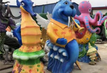 室內河馬雕塑,拉絲海洋雕塑,抽象效果