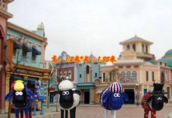 城市小羊雕塑,網(wǎng)格體育雕塑,古銅效果