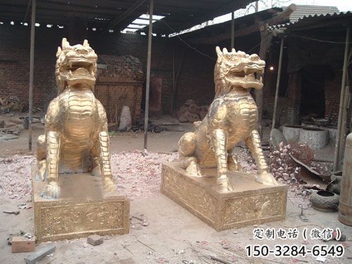 公園麒麟雕塑，噴砂發光雕塑，鑄銅工藝