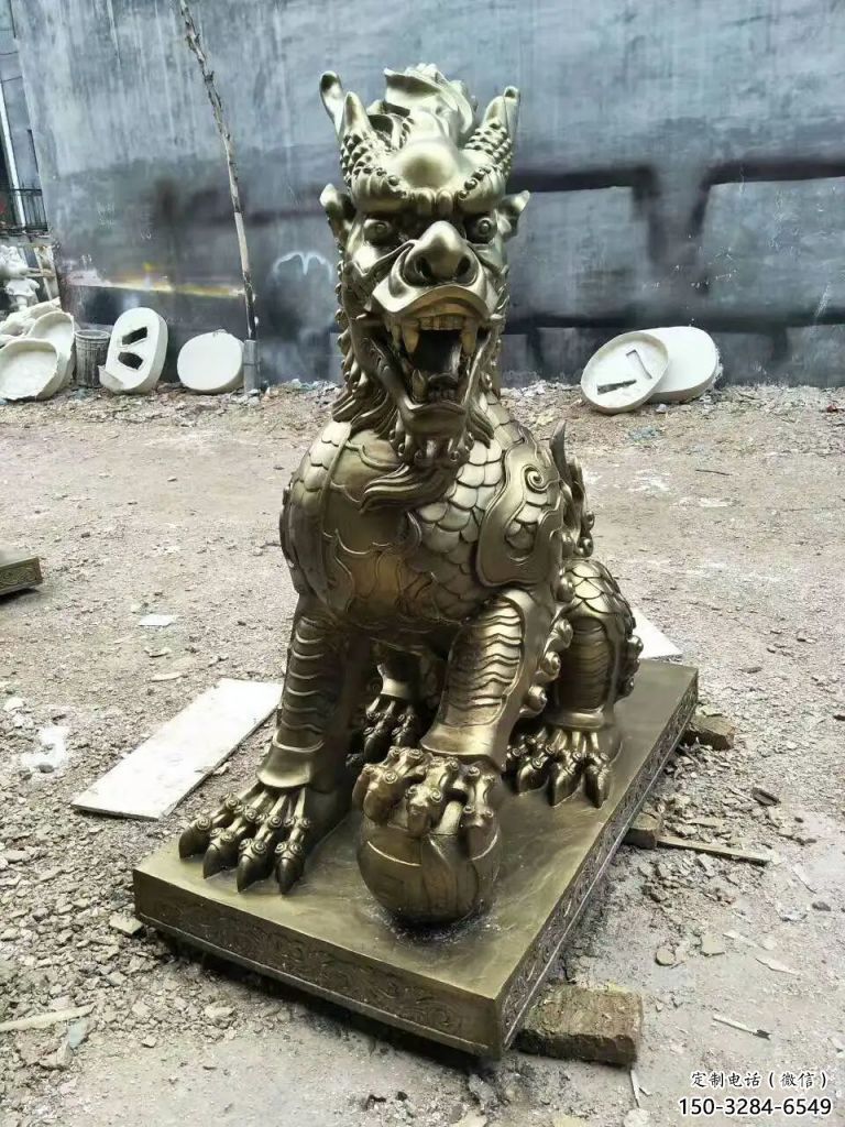 景區麒麟雕塑,鍍金歐式雕塑,鐵藝材質 景區麒麟雕塑,鍍金歐式雕塑,鐵藝材質