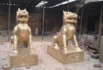 公園麒麟雕塑，噴砂發光雕塑，鑄銅工藝