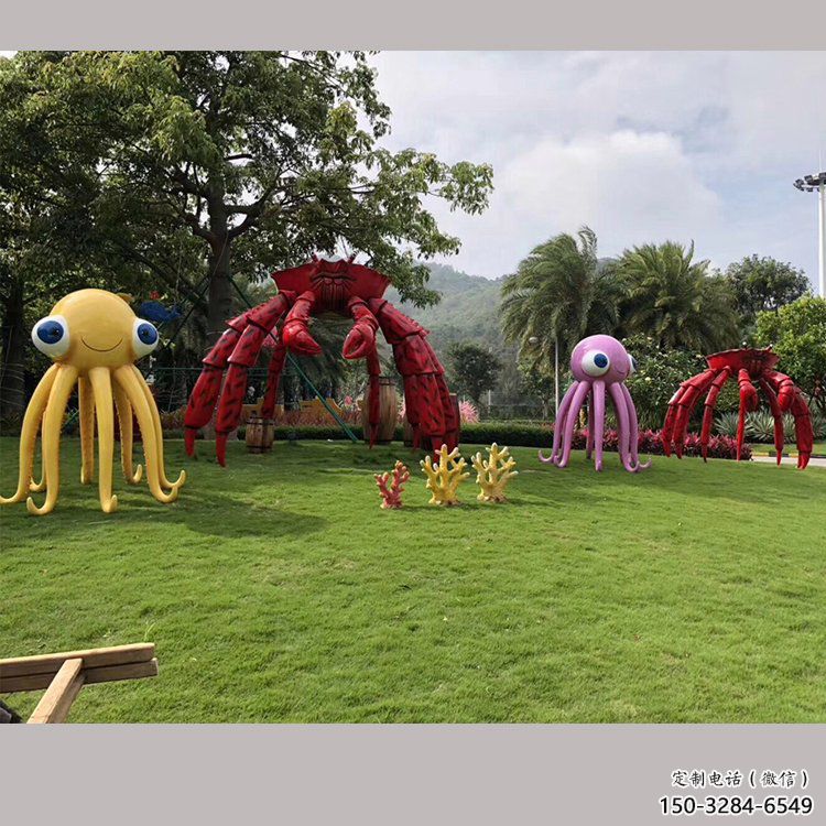 室內(nèi)烏賊雕塑，拉絲海洋雕塑，抽象效果