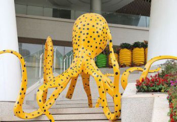 操場(chǎng)烏賊雕塑,鏤空海洋雕塑,噴砂制造