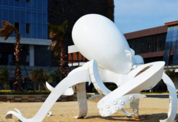 公園烏賊雕塑，噴砂發光雕塑，鑄銅工藝