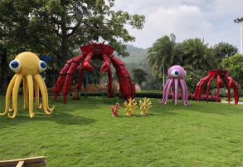 室內烏賊雕塑，拉絲海洋雕塑，抽象效果