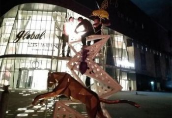 酒店獵豹雕塑,鍍金歐式雕塑,仿古擺件