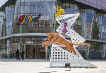 室內獵豹雕塑,拉絲動物雕塑,抽象效果