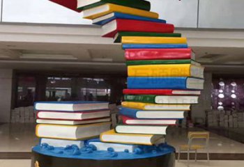 室內書籍雕塑，拉絲景觀雕塑，抽象效果