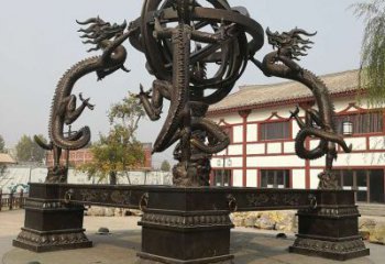 庭院渾天儀雕塑，鍍金歐式雕塑，鑄造形式