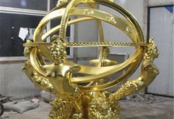 酒店渾天儀雕塑制作，鍍金歐式雕塑，仿古擺件