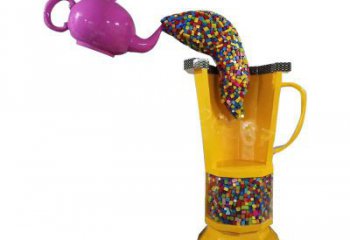 售樓部茶壺雕塑，噴砂發光雕塑，烤漆題材