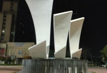 公園帆船雕塑,噴砂發光雕塑,鍛造工藝