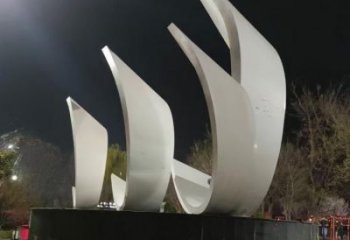校園帆船雕塑,拉絲景觀雕塑,抽象主題